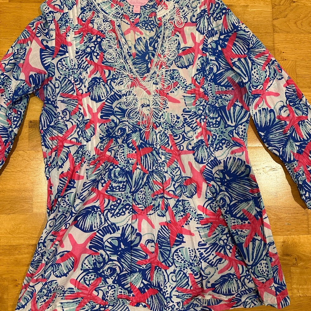 Colorful Starfish and Shell Print Tunic